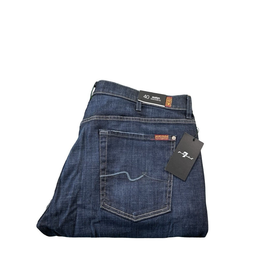 7 For All Mankind Austyn Relaxed Straight Leg Jeans Blue 40x35 T0046380S NWT